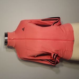 3/$25 Adidas JACKET XS coral Warm-up Athletic High Kneck Zip Front Pockets